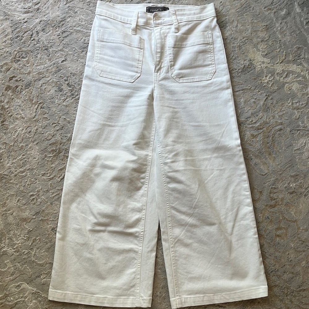 J. Crew Point Sur wide-leg cropped jeans. Color: white. Size: 27.